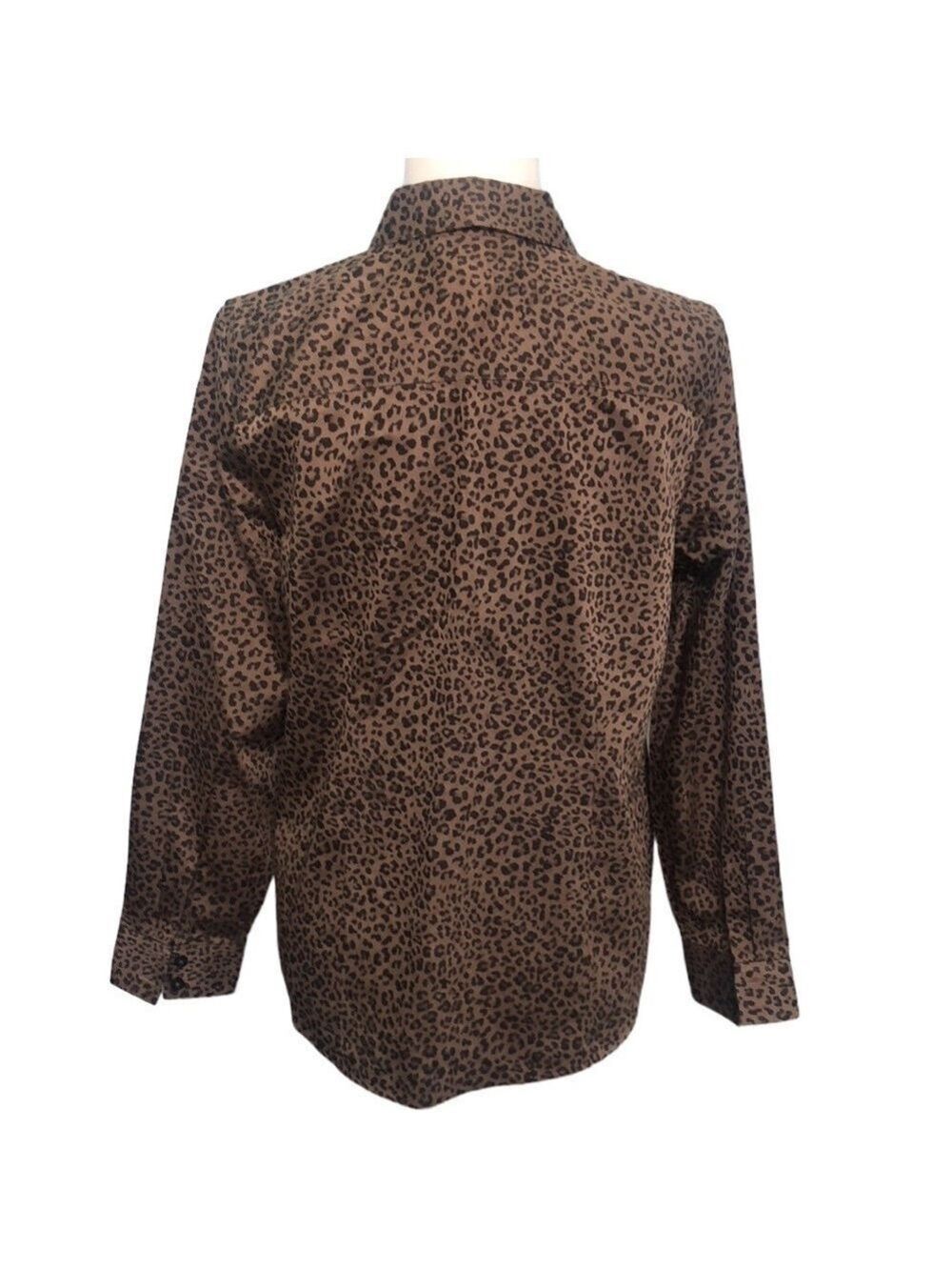 Chico's Animal Print No Iron Coolmax All Season Career Long Sleeve Shirt - Picture 5 of 16